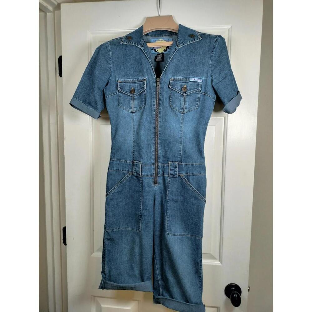 Vintage Yada Yada Denim Zip Up S Blue Jean‎ Jumpsuit 70s, Disco